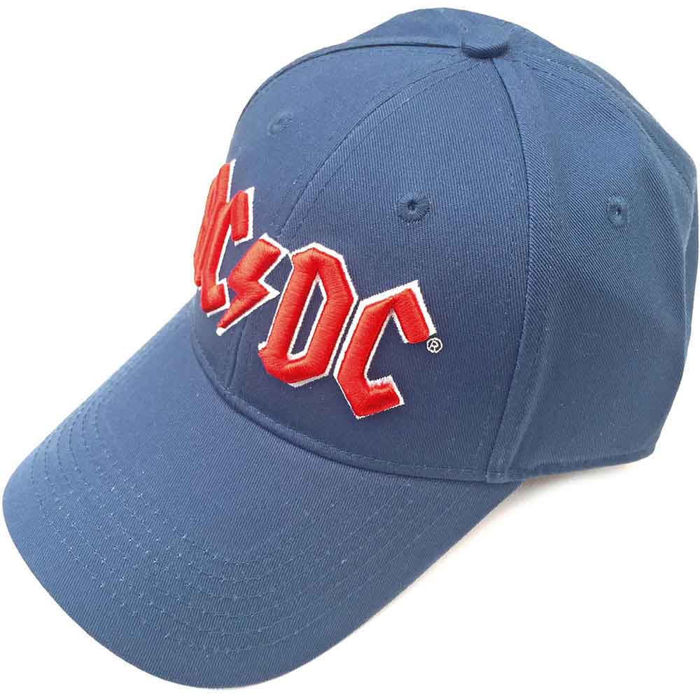 AC/DC Unisex Baseball Cap: Red Logo (Demin Blue)