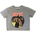 AC/DC Ladies Crop Top: Highway To Hell Circle (Grey)