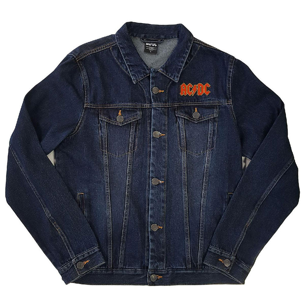 AC/DC Unisex Denim Jacket: About To Rock (Denim Blue) (Back Print)