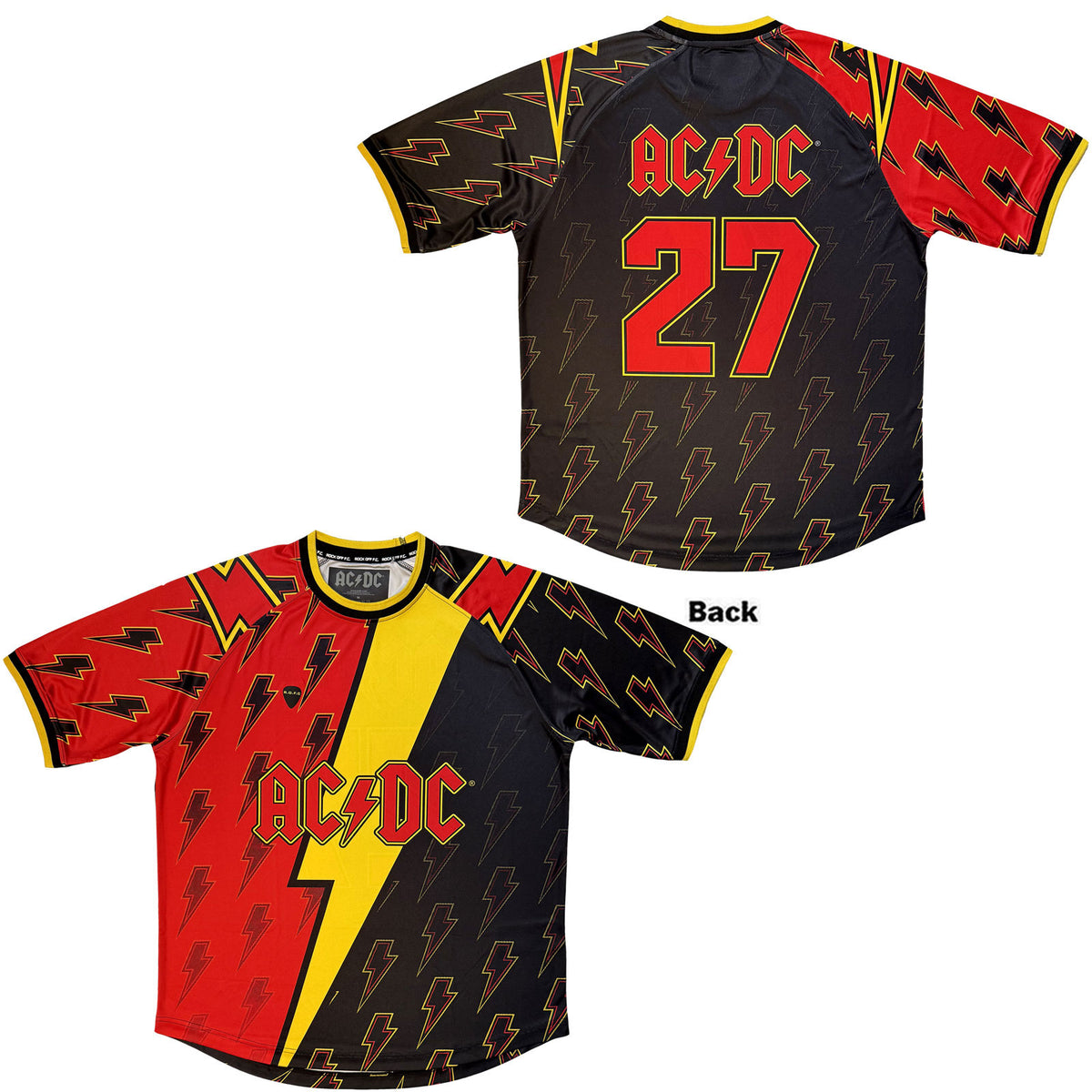 AC/DC Unisex Sports Jersey: Lightning Bolt '27 (Black) (All Over Print)