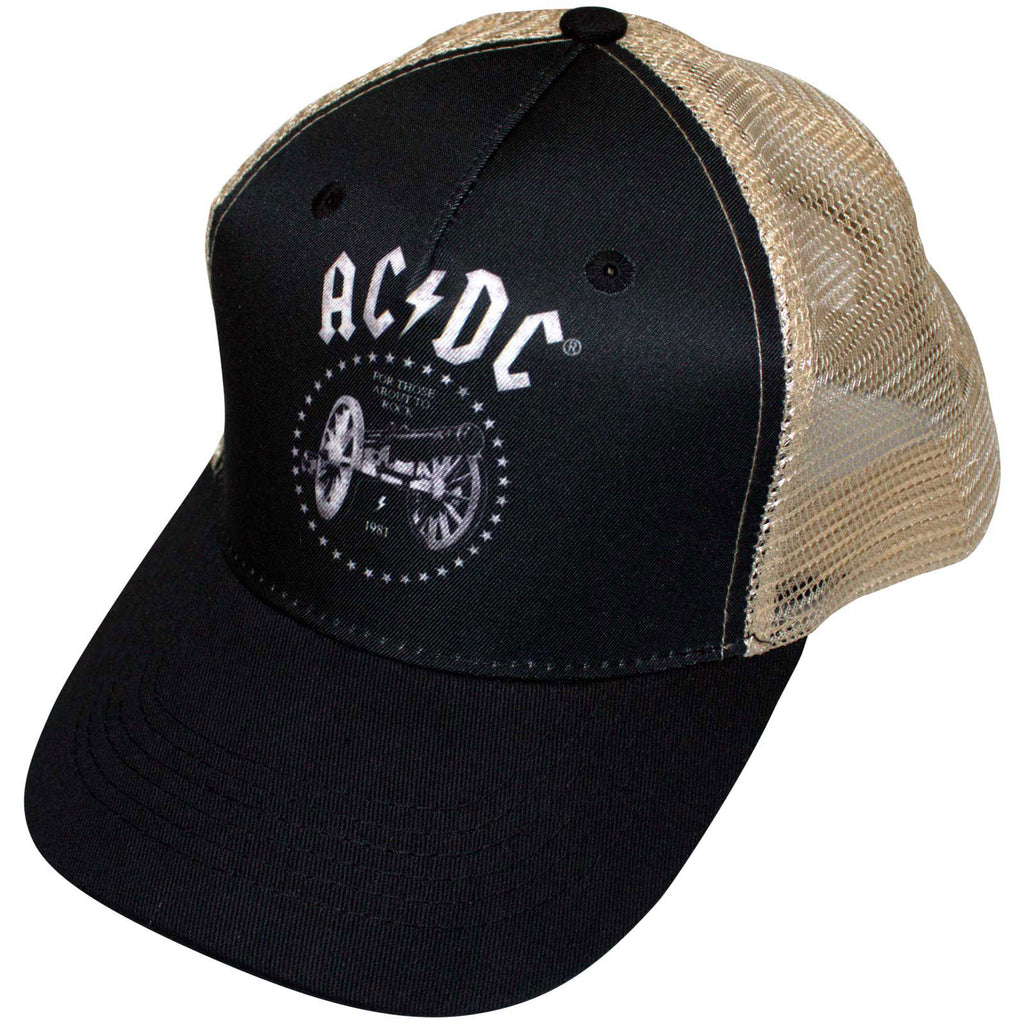 AC/DC Unisex Mesh Back Cap: For Those About To Rock (Black & Sand)