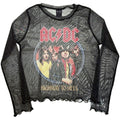 AC/DC Ladies Long Sleeve Mesh Crop Top: Highway To Hell (Black)