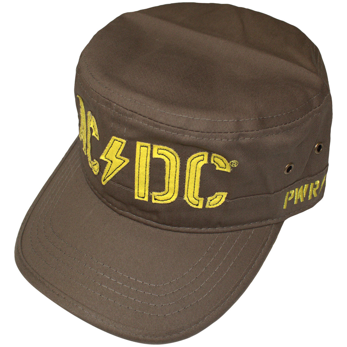 AC/DC Unisex Military Cap: PWR-UP & Stencil Logo (Military Green)