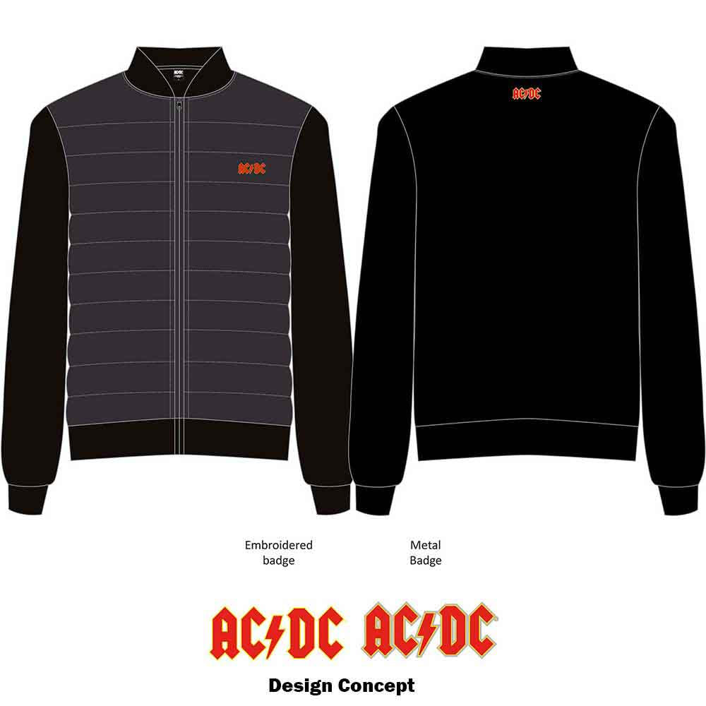 AC/DC Unisex Quilted Jacket: Logo (Black)