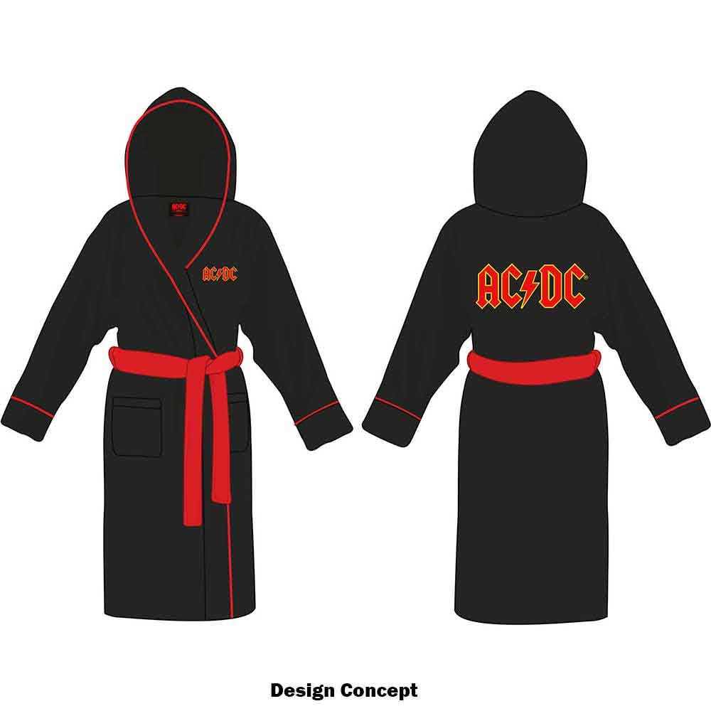 AC/DC Unisex Bathrobe: Logo (Black) (Back Print)