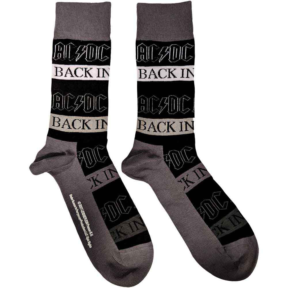 AC/DC Unisex Ankle Socks: Back In Black (Black) (UK Size 4 - 7)