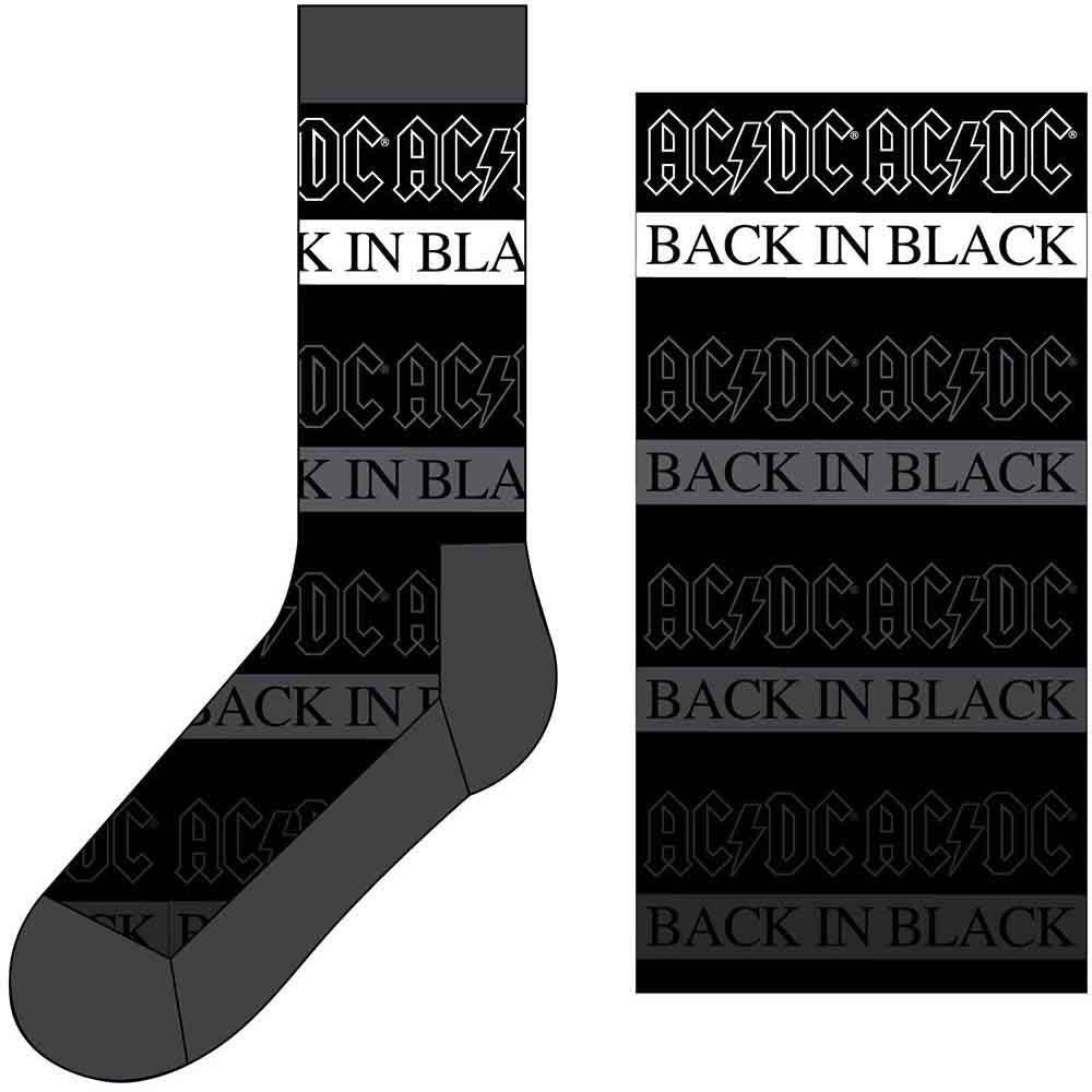 AC/DC Unisex Ankle Socks: Back In Black (Black) (UK Size 7 - 11)