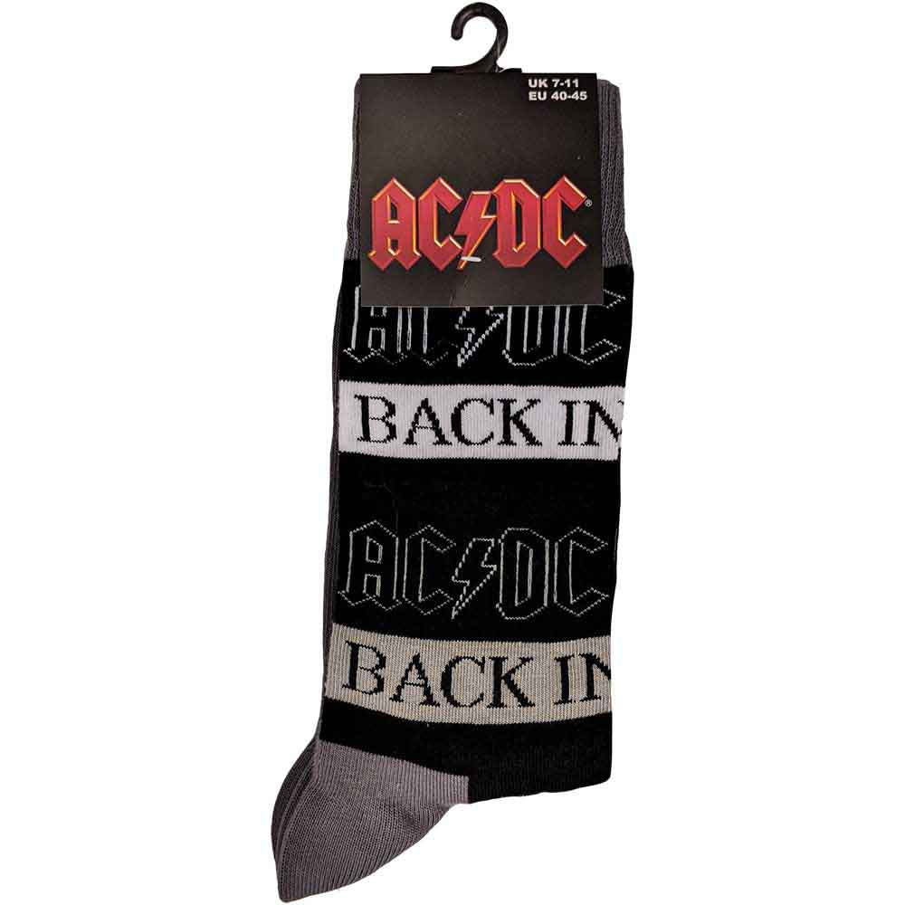 AC/DC Unisex Ankle Socks: Back In Black (Black) (UK Size 7 - 11)