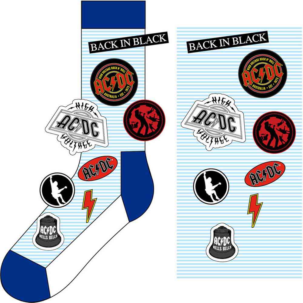 AC/DC Unisex Ankle Socks: Icons (Blue) (UK Size 7 - 11)