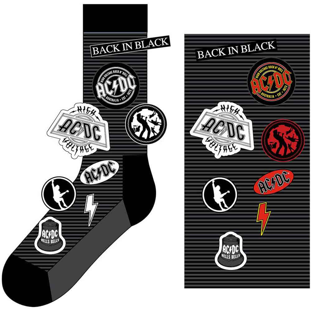 AC/DC Unisex Ankle Socks: Icons (Black) (UK Size 7 - 11)