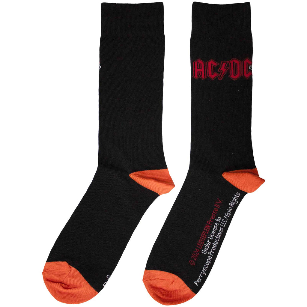 AC/DC Unisex Ankle Socks: Red Logo (Black) (UK Size 6 - 11)