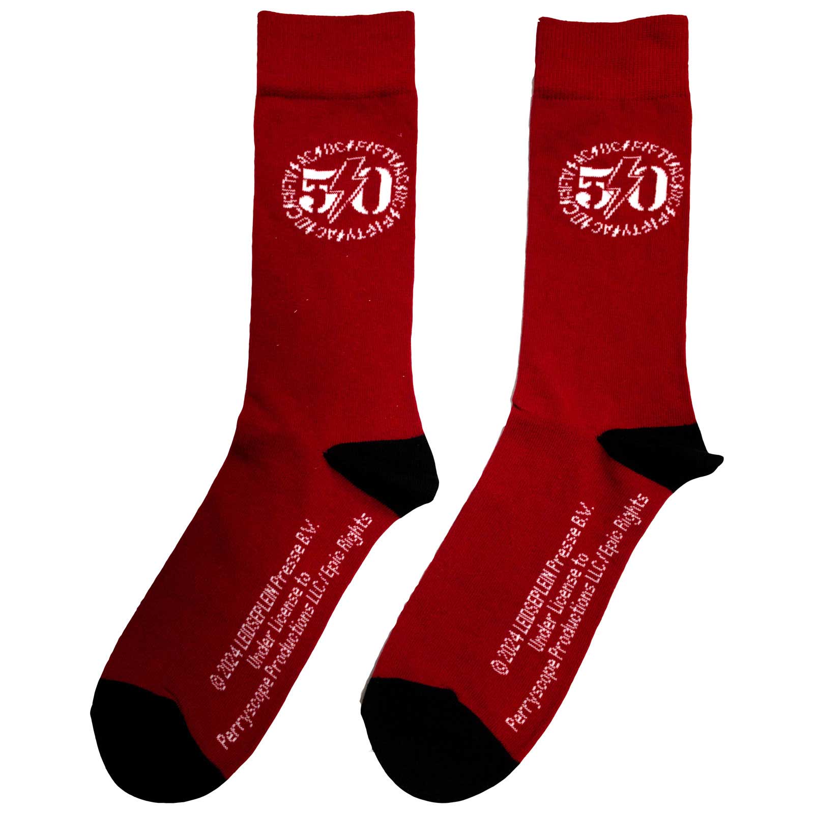 AC/DC Unisex Ankle Socks: 50th Logo (Red) (UK Size 6 - 11)