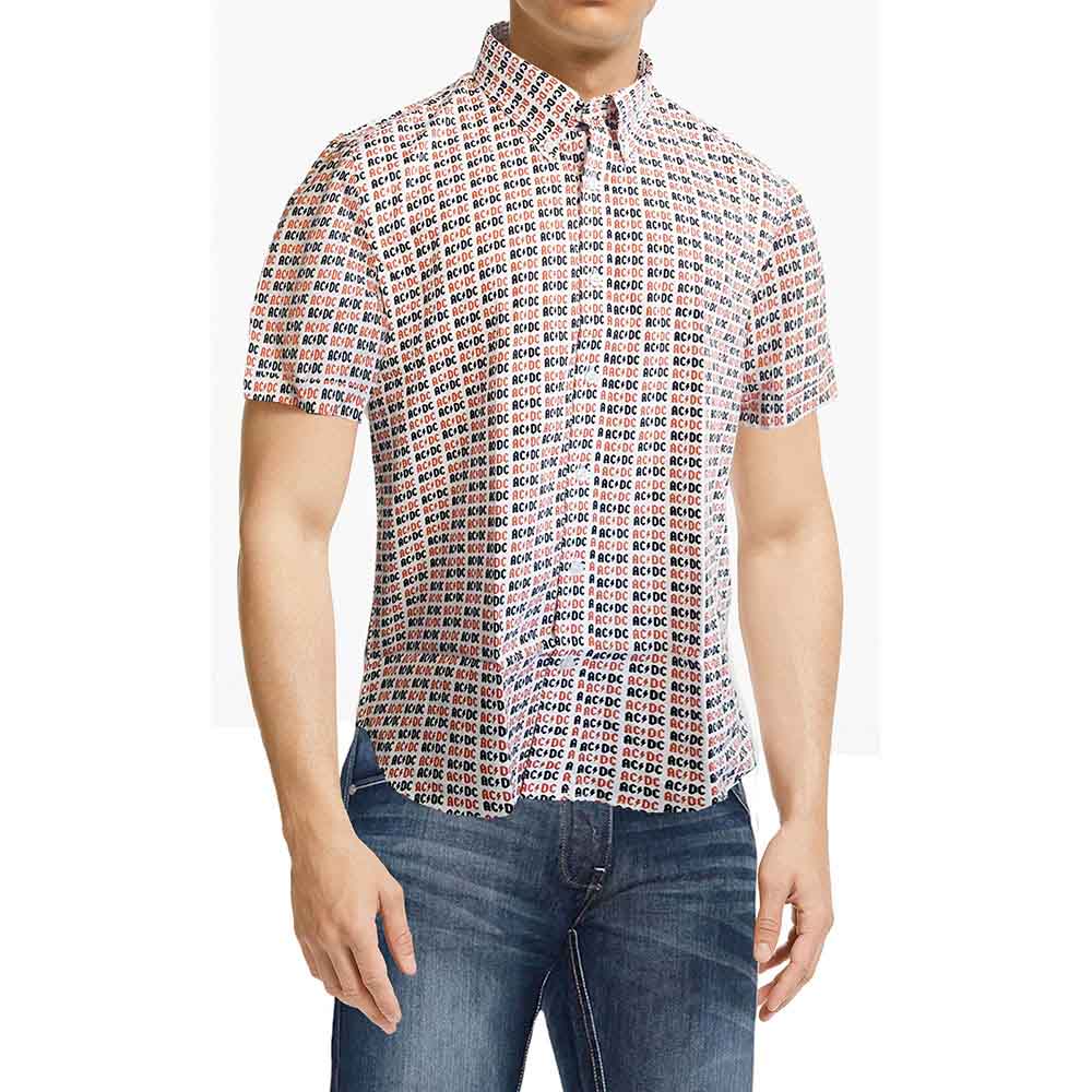 AC/DC Unisex Casual Shirt: Logo (White) (All Over Print)