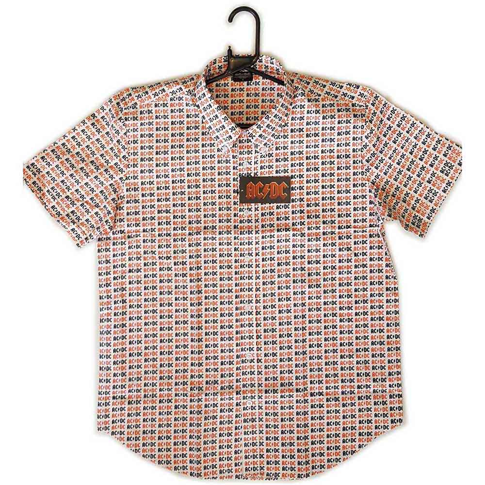 AC/DC Unisex Casual Shirt: Logo (White) (All Over Print)