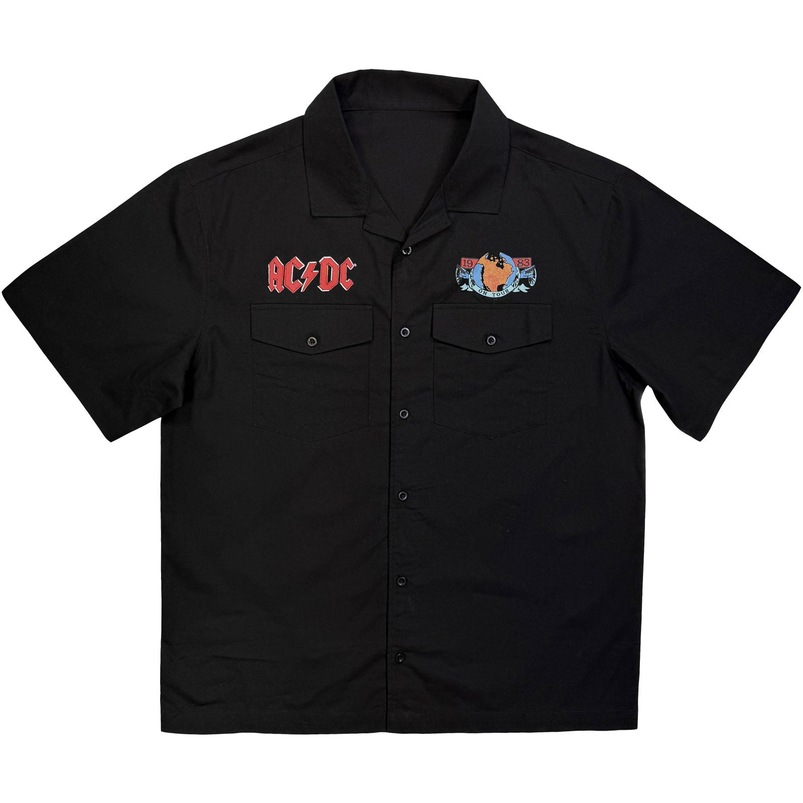 AC/DC Unisex Casual Shirt: On Tour '83 (Black)