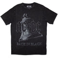 AC/DC Unisex Stone Wash T-Shirt: Back In Black Bell (Black)