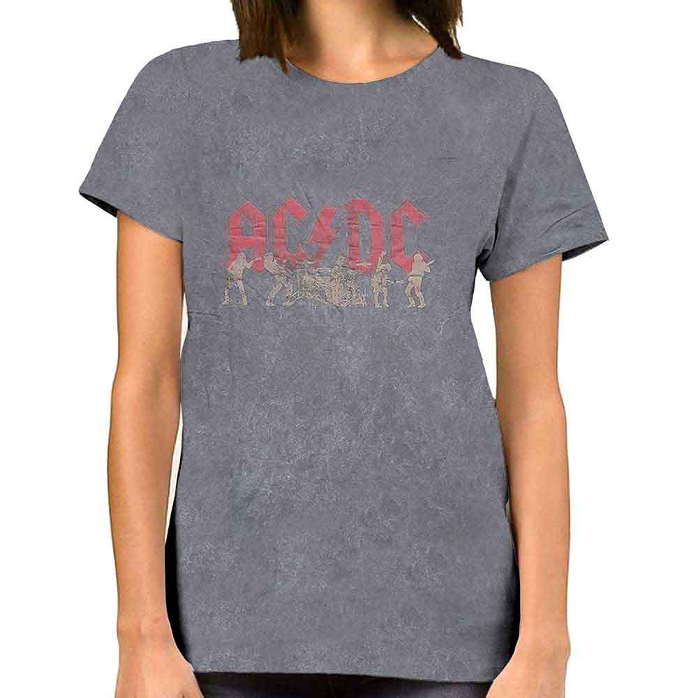 AC/DC Unisex T-Shirt: Vintage Silhouettes (Charcoal Grey) (Wash Collection)