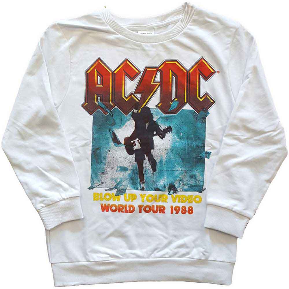 AC/DC Kids Sweatshirt: Blow Up Your Video (White) (LOS)