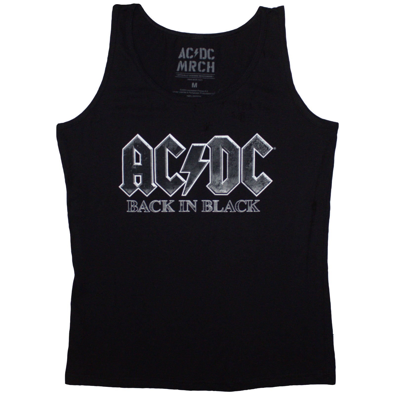 AC/DC Ladies Vest T-Shirt: Back In Black (Black)