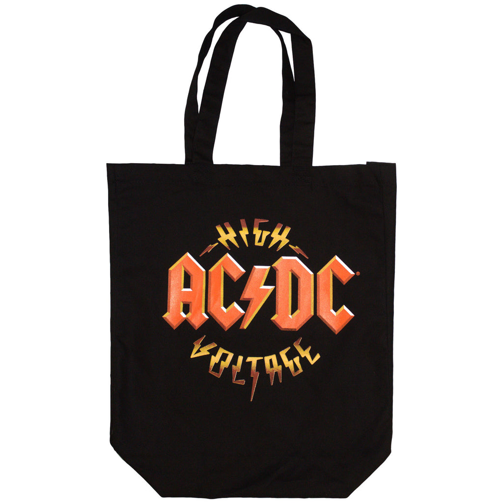 AC/DC  Cotton Tote Bag: High Voltage (Black) (Back Print & Ex-Tour)