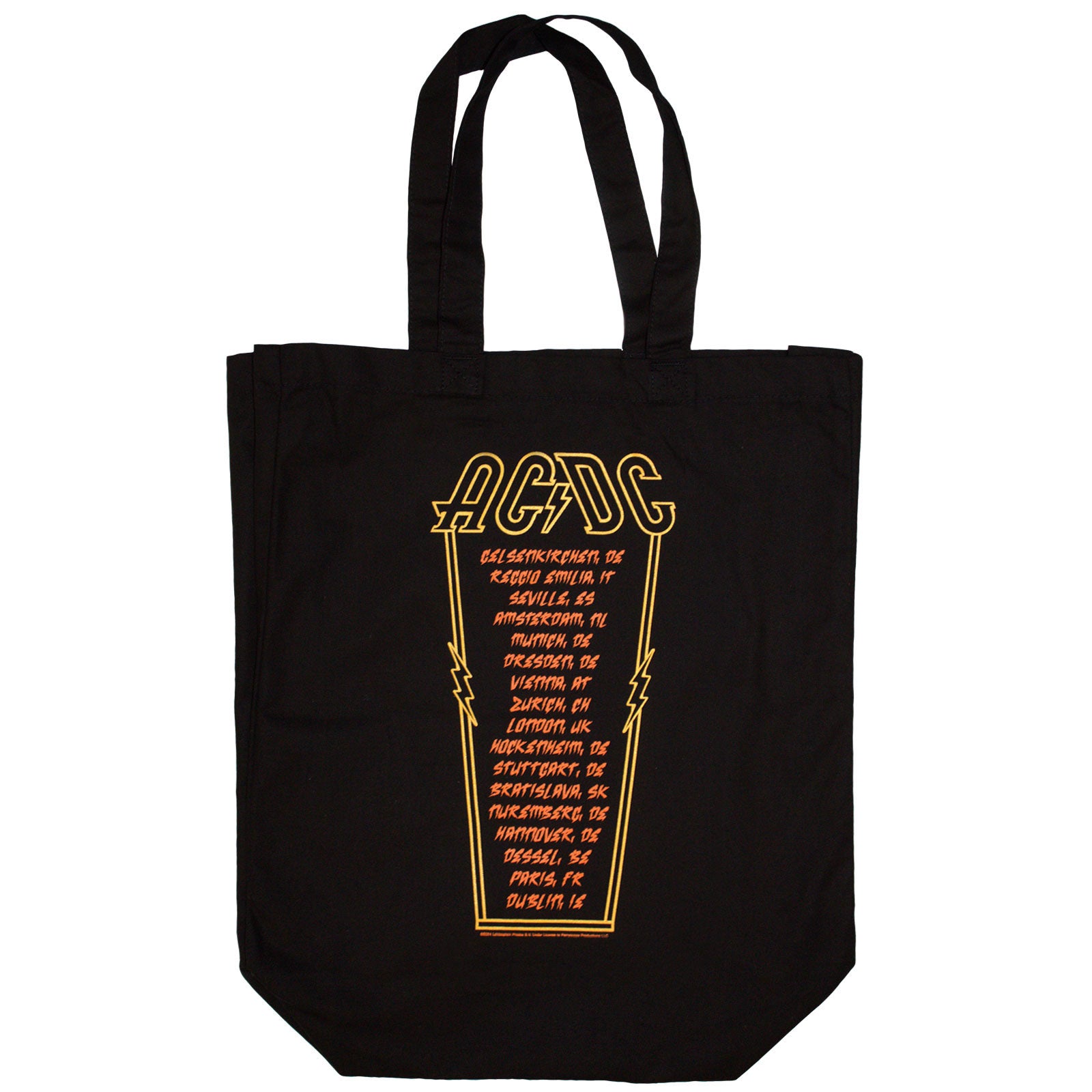 AC/DC  Cotton Tote Bag: High Voltage (Black) (Back Print & Ex-Tour)