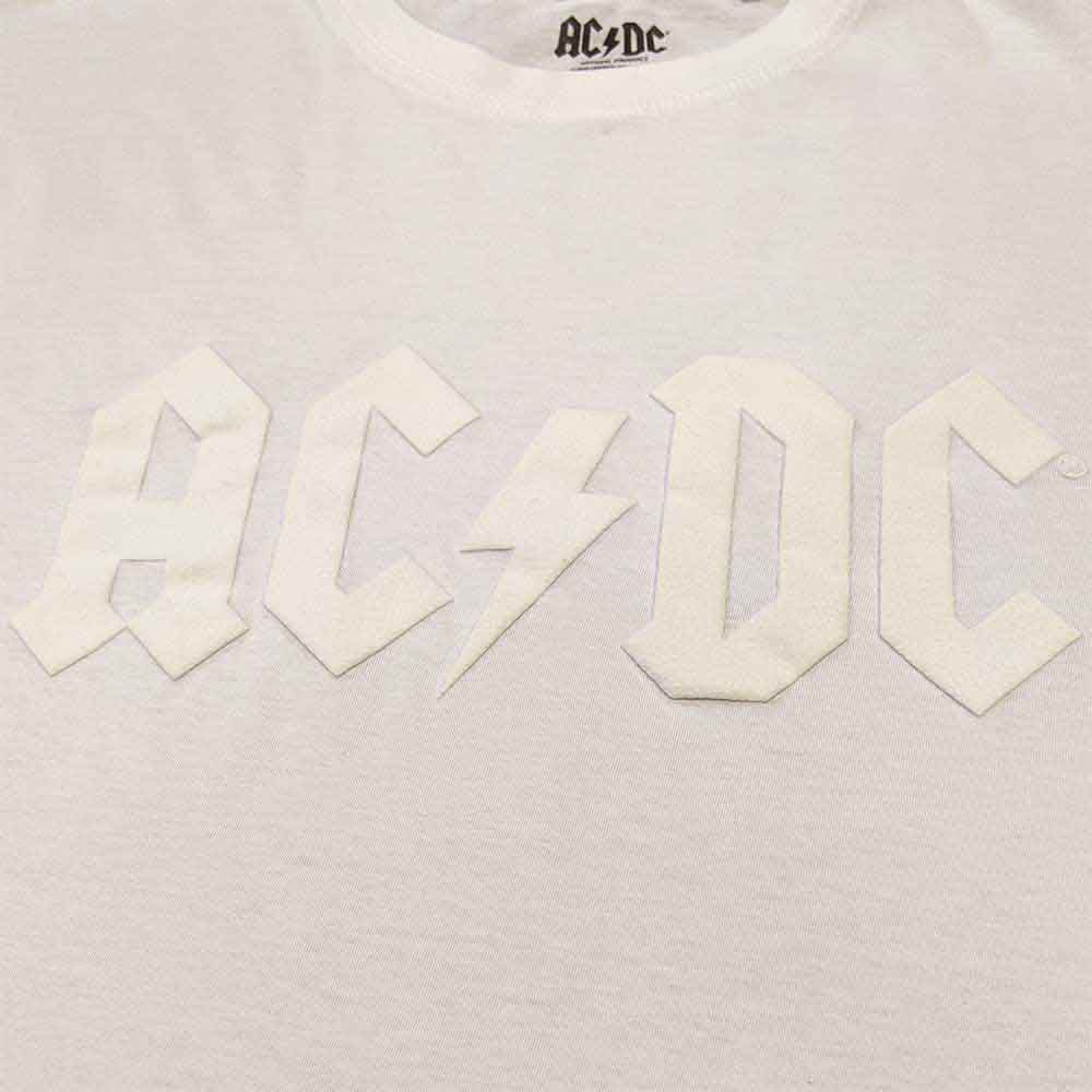 AC/DC Unisex T-Shirt: Logo (White) (Hi-Build)