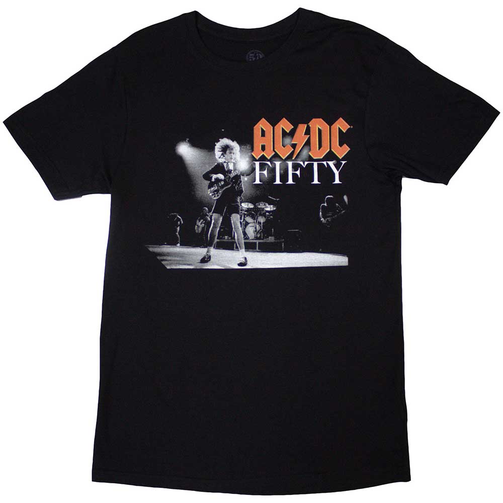 AC/DC Unisex T-Shirt: On Stage Fifty (Black) (Back Print)