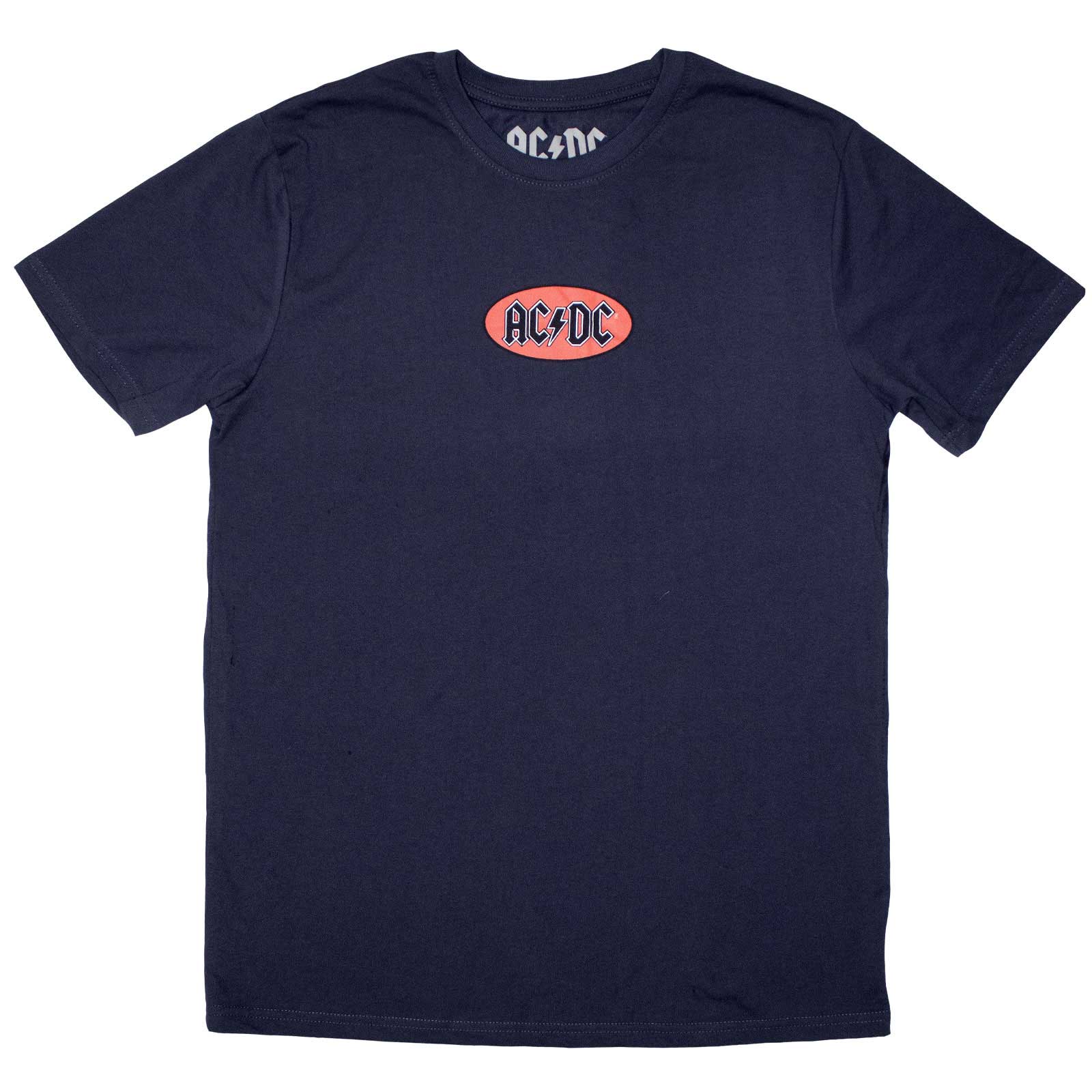 AC/DC Unisex T-Shirt: Mini Oval Logo (Navy Blue)