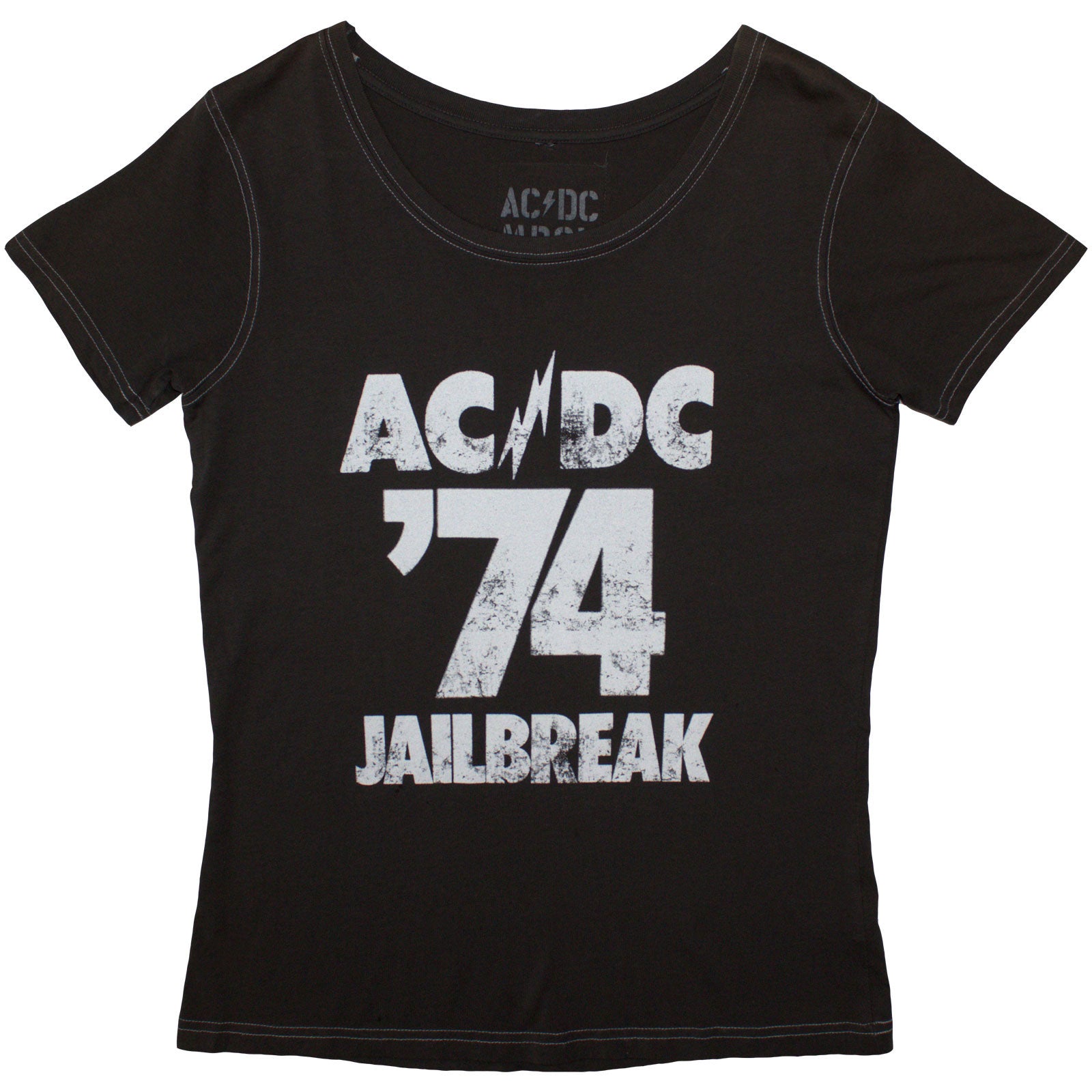 AC/DC Ladies T-Shirt: 74 Jailbreak (Grey) (Back Print & Ex-Tour)