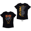 AC/DC Ladies T-Shirt: Angus Triangle PWR-UP EU Tour '24 (Black) (Back Print & Ex-Tour)