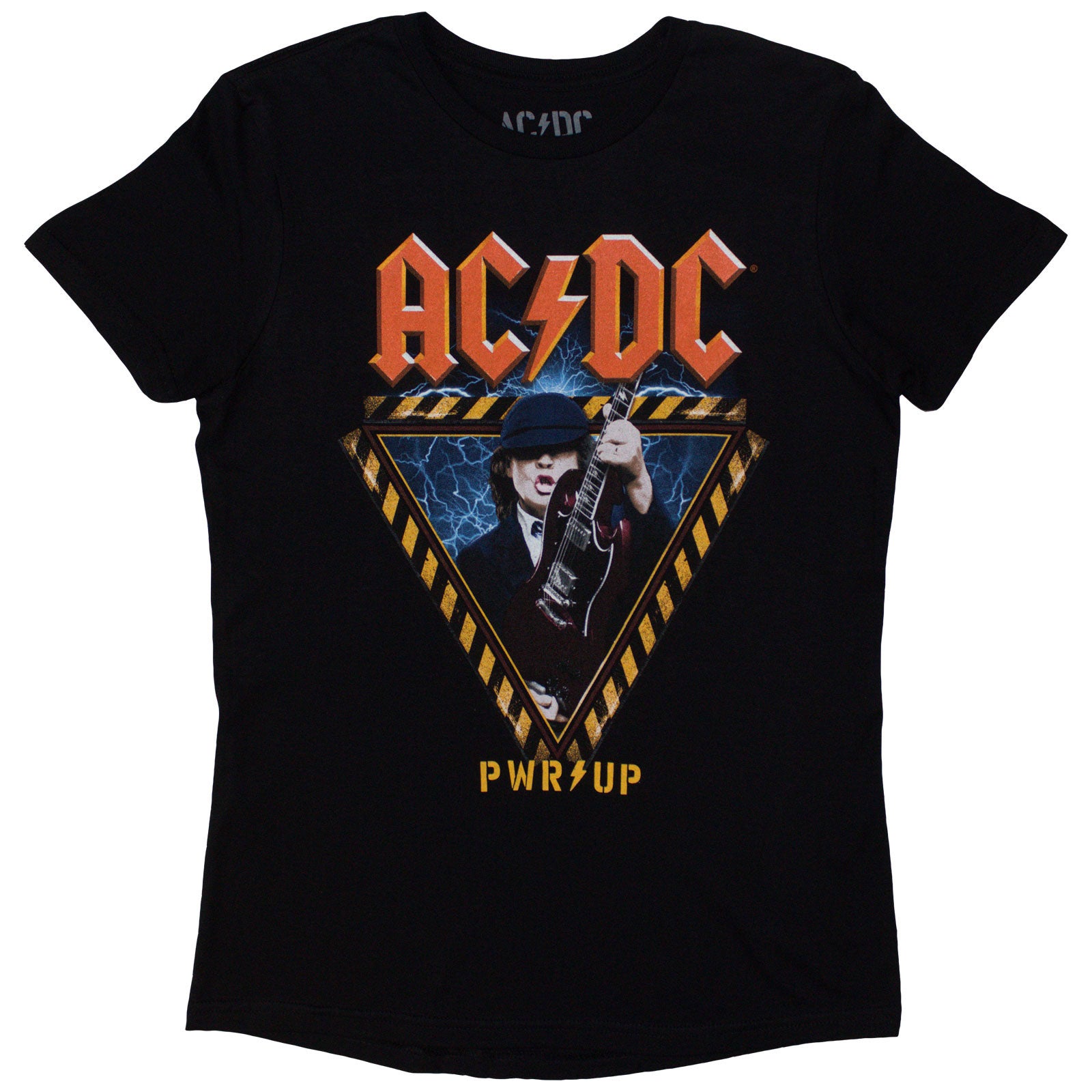 AC/DC Ladies T-Shirt: Angus Triangle PWR-UP EU Tour '24 (Black) (Back Print & Ex-Tour)