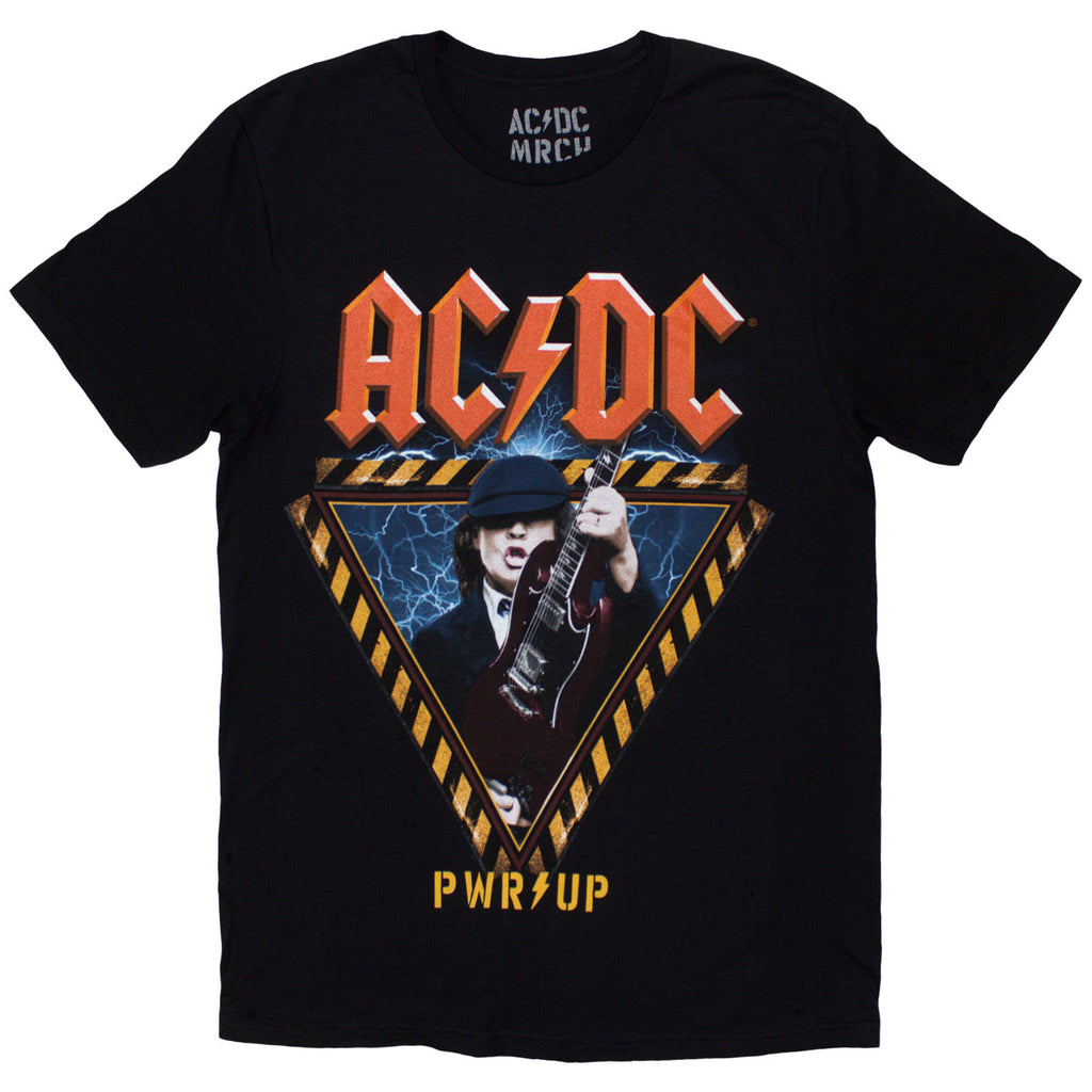AC/DC Unisex T-Shirt: Angus Triangle PWR-UP EU Tour '26 (Black) (Back Print & Ex-Tour)