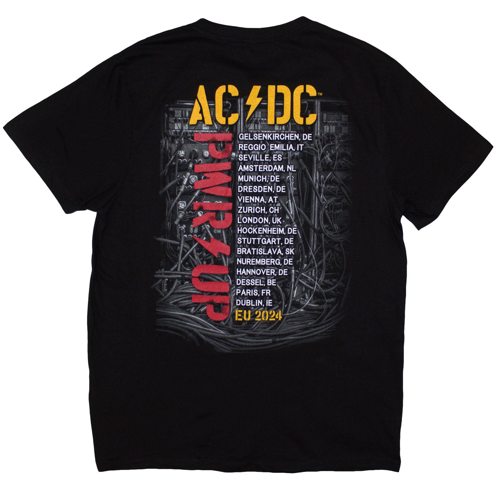 AC/DC Unisex T-Shirt: Control Wires PWR-UP EU Tour '24 (Black) (Back Print & Ex-Tour)