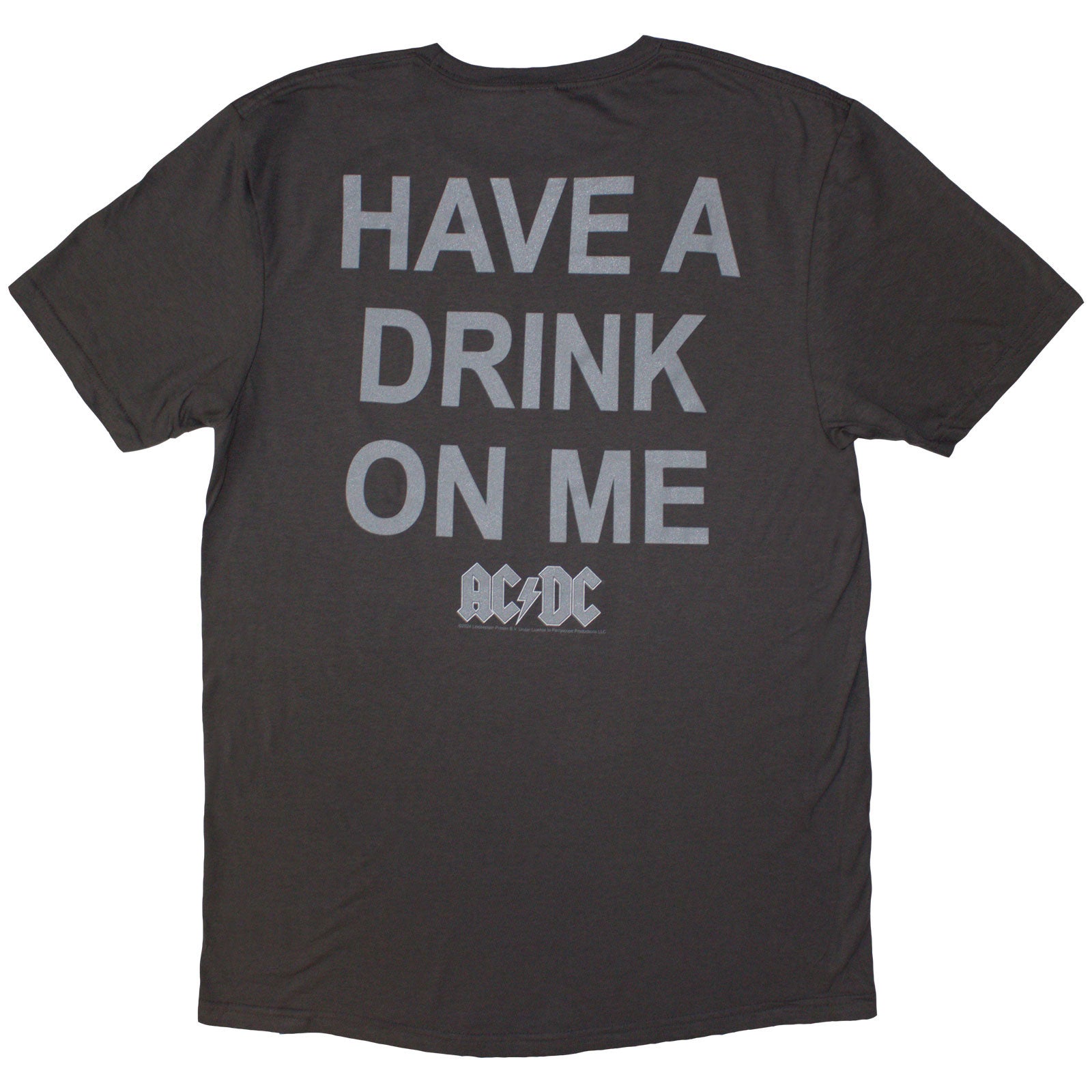 AC/DC Unisex T-Shirt: Have A Drink On Me (Grey) (Back Print)