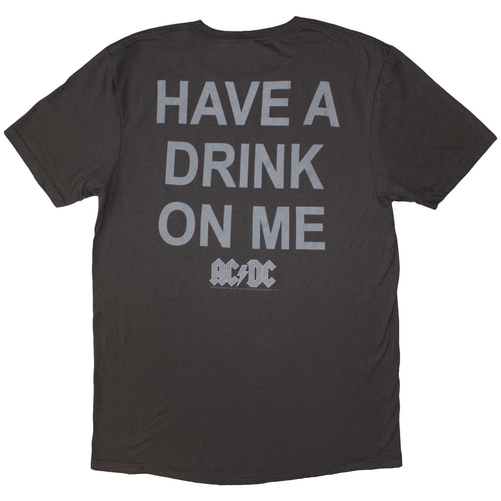 AC/DC Unisex T-Shirt: Have A Drink On Me (Grey) (Back Print)