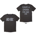 AC/DC Unisex T-Shirt: Have A Drink On Me (Grey) (Back Print)