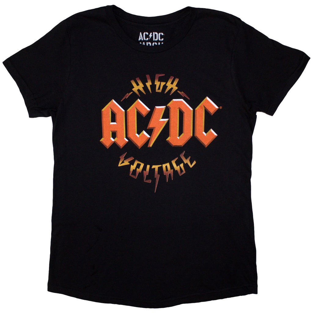 AC/DC Ladies T-Shirt: High Voltage RnR (Black) (Back Print)