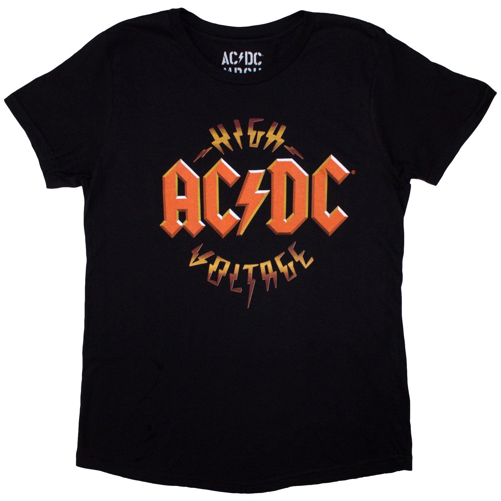 AC/DC Ladies T-Shirt: High Voltage RnR (Black) (Back Print)
