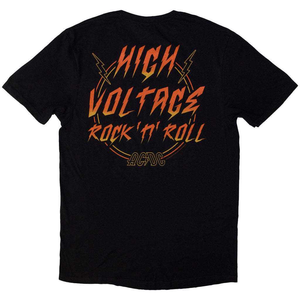 AC/DC Unisex T-Shirt: High Voltage RnR (Black) (Back Print)