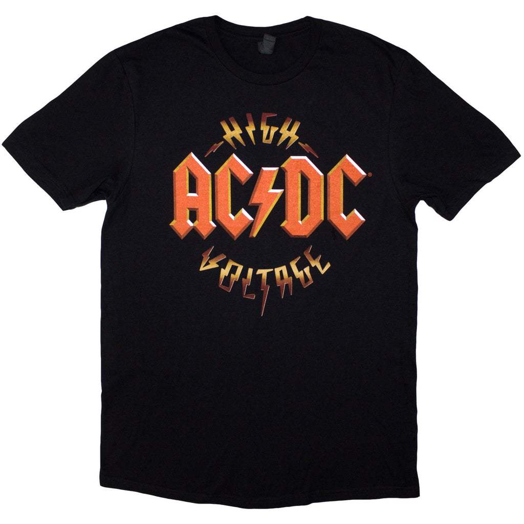 AC/DC Unisex T-Shirt: High Voltage RnR (Black) (Back Print)