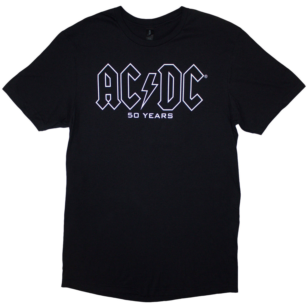 AC/DC Unisex T-Shirt: History Logo (Black) (Back Print)