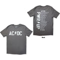 AC/DC Unisex T-Shirt: Logo PWR-UP EU Tour '24 (Grey) (Back Print & Ex-Tour)