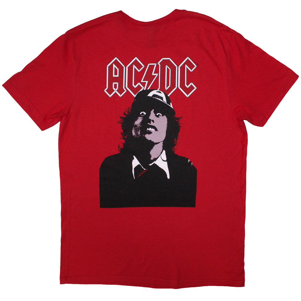 AC/DC Unisex T-Shirt: Mini Logo / Lock Up Your Daughters (Red) (Back Print)