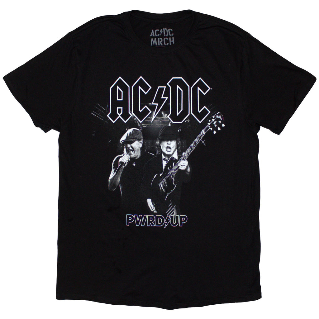 AC/DC Unisex T-Shirt: PWRD-UP B&W Photo EU Tour '24 (Black) (Back Print & Ex-Tour)