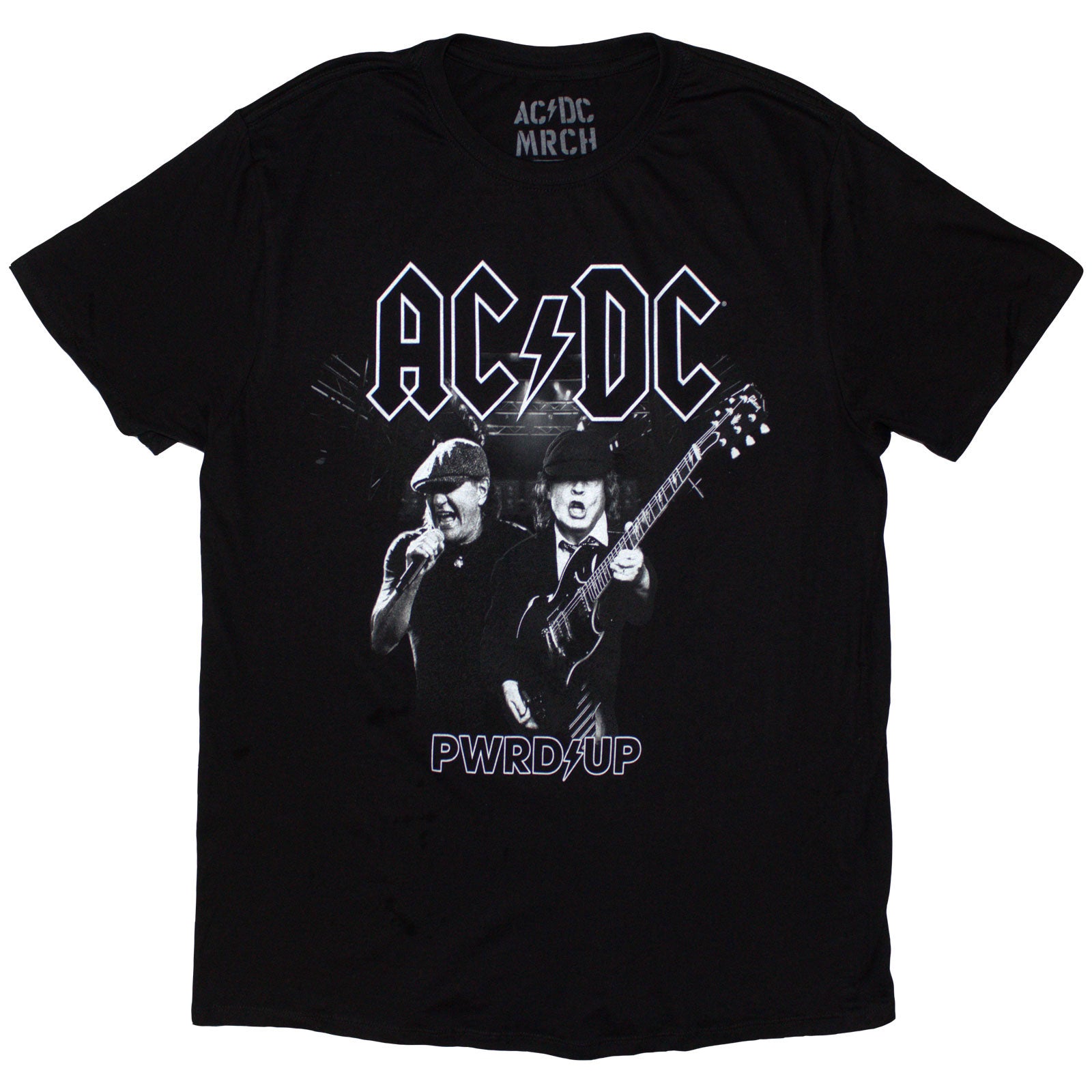 AC/DC Unisex T-Shirt: PWRD-UP B&W Photo EU Tour '24 (Black) (Back Print & Ex-Tour)
