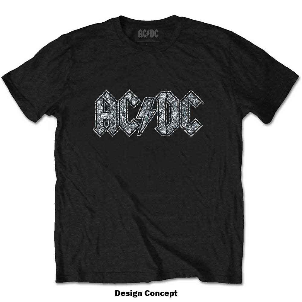 AC/DC Unisex T-Shirt: Logo (Black) (Embellished)