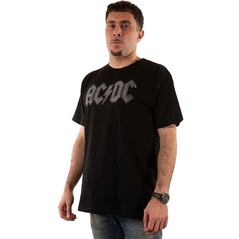 AC/DC Unisex T-Shirt: Logo (Black) (Embellished)