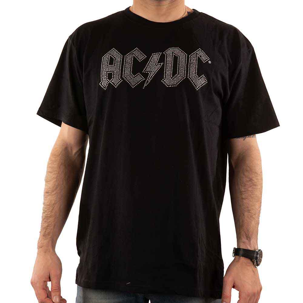 AC/DC Unisex T-Shirt: Logo (Black) (Embellished)