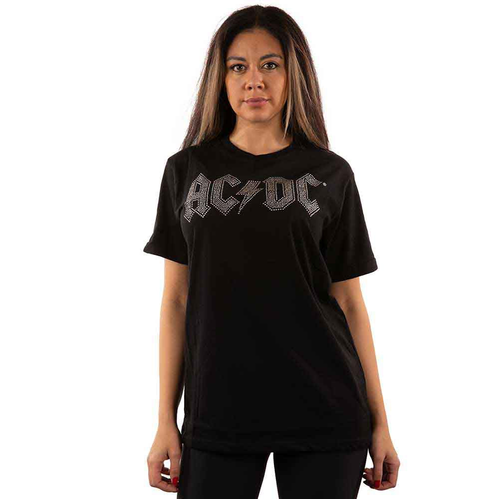 AC/DC Unisex T-Shirt: Logo (Black) (Embellished)