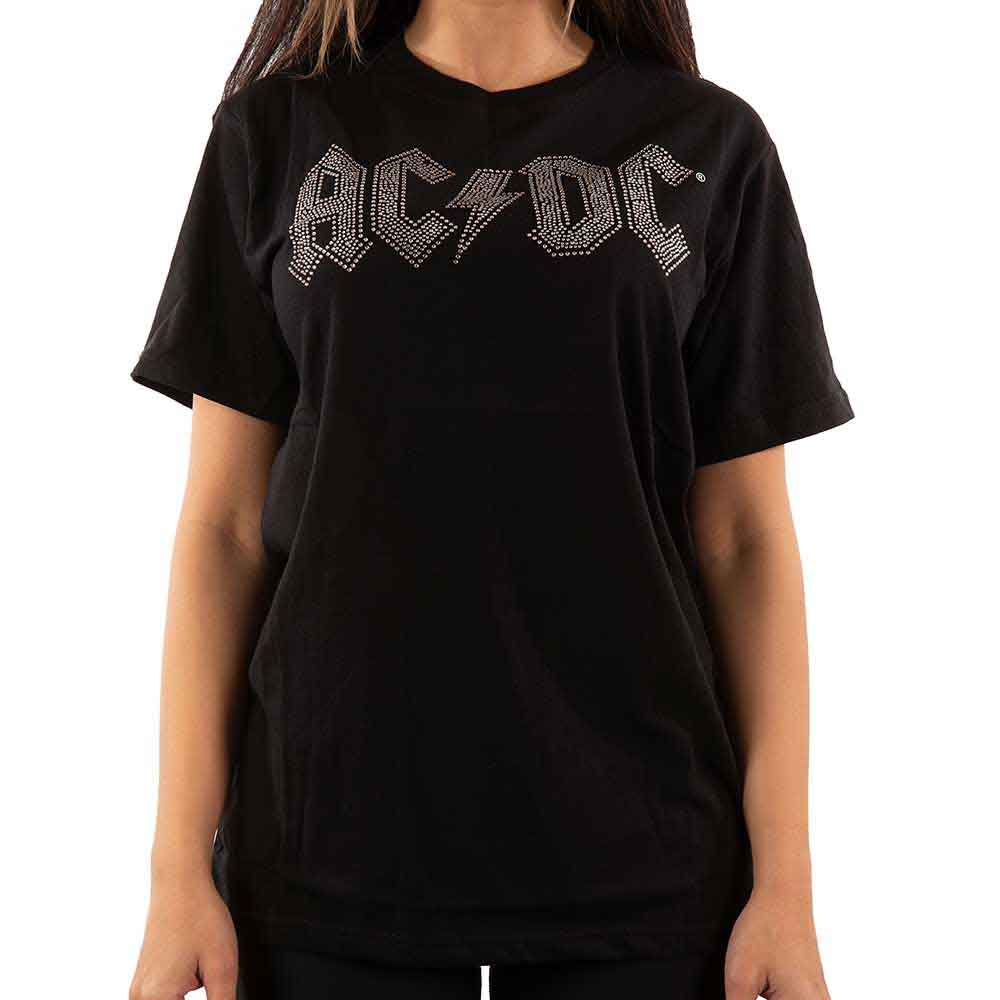 AC/DC Unisex T-Shirt: Logo (Black) (Embellished)